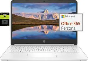 HP Newest 14" Ultral Light Laptop for Students and Business, Intel Quad-Core N4120, 16GB RAM, 128GB Storage(64GB eMMC+64GB Ghost Manta SD), 1 Year Office 365, Webcam, HDMI, WiFi, USB-A&C, Win 11 S