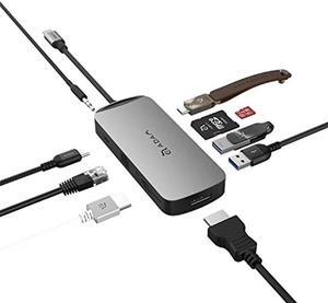 ADAM elements USB-C 8K Adapter/Laptop Docking Station - CASA Hub X DP USB-C 8K 10in1 Multiport Hub for Mac & PC - USB-C PD, USB-C, USB-A 3.1 x2, HDMI, DP, RJ45, SD & microSD Card Reader, Audio
