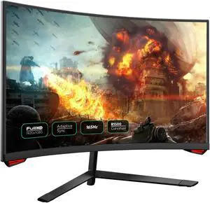 Fiodio 24'' 165Hz Refresh Rate Curved Monitor Full HD 1080P with HDMI Display Ports, VESA Compatible, Free-Tearing Eye Care Monitor for Home Office and Gaming (DP Cable Included)