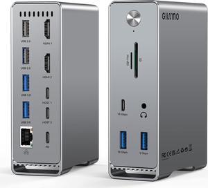 MacBook Pro Docking Station, 14-in-2 Dual USB C Docking Station Dual Monitor for MacBook Pro (Not M1/ M2) MacBook Air Dock with Dual 4K HDMI 60Hz, 10Gbps USB, RJ45, Audio, SD/TF Slots, 87W PD