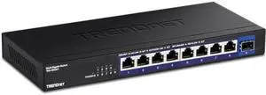 TRENDnet 9-Port Unmanaged 2.5G Switch with 10G SFP+Port, TEG-S5091, 8 x 2.5GBASE-T Ports, 60Gbps SwitchingCapacity, Fanless, Wall Mountable,Lifetime Protection,Black