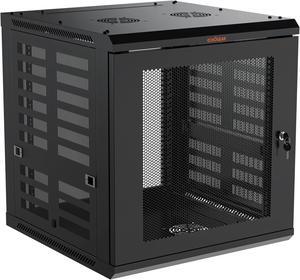 ECHOGEAR 12U Network Rack - Enclosed Wall Mount Rack Kit Includes 2X 1U Shelves, Pre-Mounted Fan, Lockable Door & Hardware - 600mm Depth Fits All Your AV Gear
