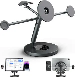 Nillkin Tablet Stand with MagSafe Ring, 4 in 1 Magnetic Stand for Tablet/Phone/Apple Watch/Headphone, 360o Rotating, DIY at Will, Aluminum Cell Phone Stand, Tablet Stand for Desk, Supports 5-13 inch
