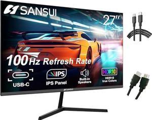 SANSUI Computer Monitors 27 inch 100Hz IPS USB TypeC FHD 1080P HDR10 Builtin Speakers HDMI DP Game RTSFPS tilt Adjustable for Working and Gaming ES27X3 TypeC Cable  HDMI Cable Included