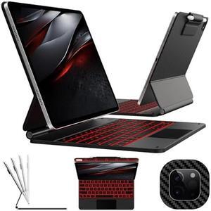 typecase Keyboard Case for iPad Pro 12.9-inch 6th Generation, Magnetic Stand with Keyboard - Touchpad Keyboard Cover with 11 Colors Backlight for iPad Pro 12.9 5th 4th 3rd Gen - Carbon Fiber