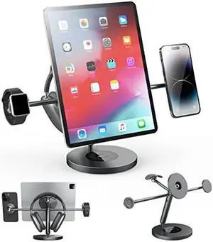Nillkin Magnetic iPad Stand for Desk, Multifunctional Magnetic Attachment for iPad, iPhone, Apple Watch and Headphones, Design for The Multi-Screen Collaboration, Adjustable for Work, Study and Play