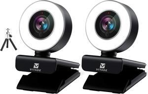 VITADE 960A PC Webcam for Streaming HD 1080P, 960A Webcam 1080P with Microphone & Ring Light (Tripod Included)