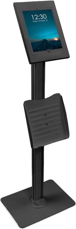 Mount-It! Anti-Theft Floor Stand Compatible with iPad, Contact-Less Kiosk with Universal Enclosure for iPads, Adjustable Locking Secure Tablet Mount for iPad Gen 7 to 10, iPad Pro, iPad Air, BLACK