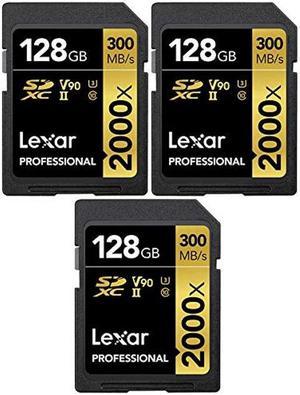 Lexar LSD2000128G-BNNNU Pro 2000x SD UHS-II 128GB Memory Card 3 Pack