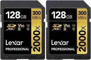 Lexar LSD2000128G-BNNNU Pro 2000x SD UHS-II 128GB Memory Card 2 Pack
