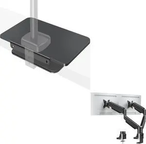 MOUNTUP Dual Monitor Mount fits 17''-42'' Ultrawide Screen, Holds 6.6-33lbs + MOUNTUP Monitor Mount Reinforcement for Tempered Glass Desk