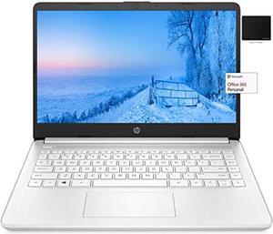 HP Newest 14" HD Laptop, AMD Dual-Core CPU, 8GB DDR4 RAM, 320GB Storage(256GB SSD + 64GB eMMC), 1-Year Office 365, Win 10 Bundle with GalliumPi Mousepad (White)