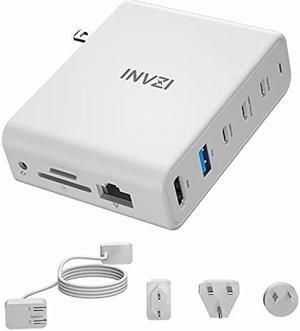 INVZI Docking Station and 100w GaN USB C Multiport Charger Combo, 9-IN-1 USB C Dock for Laptops, 30w Fast Charging for iPad iPhone 12 Pro, 100w PD, 4k@60hz HDMI, 1Gbps Ethernet, Audio, 2*USB-C Gen 2