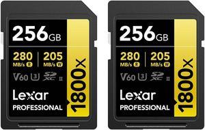 Lexar Gold Series Professional 1800x 256GB UHS-II SDXC Memory Card, 2-Pack