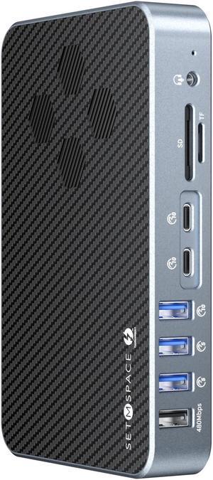 Docking Station 15 in 1 Thunderbolt 3 USB C Hub, 2 x Thunderbolt 3 Port, Max 60W Charging for Laptop, 8K@30Hz Display, 5 x USB-A, 2 x USB-C Data, Ethernet, Optical Audio, Audio, SD/TF