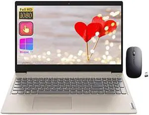 Lenovo Ideapad 3i Laptop, 15.6" FHD Touchscreen, Intel Core i3-1115G4, 8GB DDR4 RAM, 512GB NVMe TLC SSD, Windows 11 S, with TWE Wireless Mouse, Sand