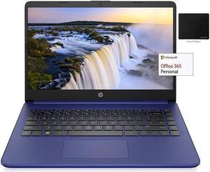 HP Newest 14" HD Laptop, AMD Dual-Core CPU, 16GB DDR4 RAM, 320GB Storage(256GB SSD + 64GB eMMC), 1-Yr Office 365, Win10 Bundle with GalliumPi Mousepad (Blue)