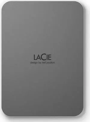 LaCie Mobile Drive Secure 4TB External Hard Drive Portable HDD - Space Grey, USB-C 3.2, for PC and Mac, Post-Consumer Recycled, with Adobe All Apps Plan and Rescue Services (STLR4000400)