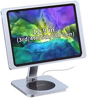 EMONITA Magnetic Stand with Charging Case for iPad Pro 12.9" 3rd / 4th / 5th / 6th Gen. 18W USB C Fast Charging Cable Included, Foldable L Shape, Strong Magnets, 360 Rotation, 90 Tilt