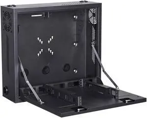 Kenuco Heavy Duty 16 Gauge Steel DVR Security Lockbox with Fan and Swing Open Top (18'' x 18'' x 5'' Black)