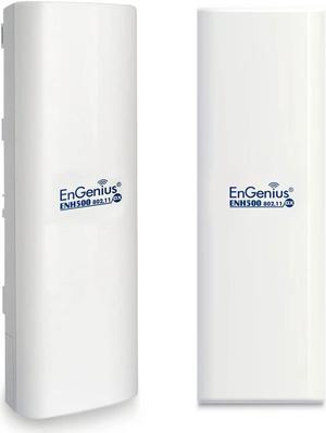 EnGenius ENH500-AX KIT 5GHz Wi-Fi 6 (802.11ax) 2x2 Outdoor Wireless Bridge, up to 1,200 Mbps, high 26 dBm Transmit Power, high gain 16 dBi Integrated Directional Antenna, IP55-rated (2-Pack)