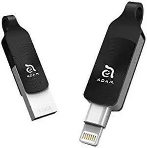 ADAM elements iKlips Duo+ 128GB MFi Certified Premium Flash Drive Compatible with iPad, iPhone (128GB, Obsidian Black)