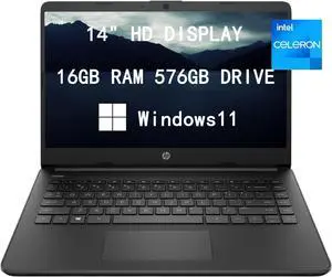 HP Premium 14-inch HD Laptop| Intel Celeron N4020 to 2.8GHz 16GB RAM 576GB(64GB SSD+512GB Card)| Webcam Bluetooth HDMI USB-C Wi-Fi| Win 11 S with 1 Year MS 365| LIONEYE Bundle| Black, (14-dq0051dx)