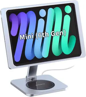 EMONITA Magnetic Stand with Charging Case for 2021 iPad Mini 6. 18W USB C Fast Charging Cable Included, Foldable L Shape, Strong Magnets, 360 Rotation, 90 Tilt