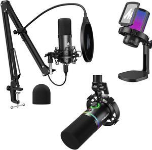MAONO Podcast Equipment Bundle, Noise Cancellation mic with Mute, Gain, Monitoring for Streaming, Podcast, Twitch, YouTube, Discord, PC, Computer, PS4, PS5, Mac(Black)