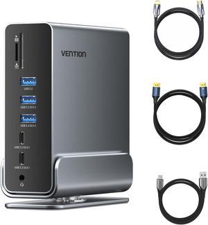 VENTION 15-in-1 Laptop Docking Station Bundle with HDMI Cable, DP Cable, USB C Cable for Laptop PC TV Gaming Monitor