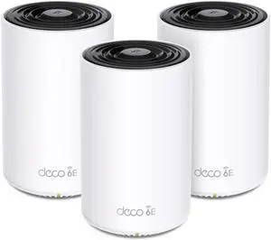 TP-Link Deco AXE5400 Tri-Band WiFi 6E Mesh System - Wi-Fi up to 7200 Sq.Ft, Engadget Rated Best Mesh For Most People, Replaces WiFi Router and Extender, AI-Driven Mesh New 6GHz Band, 3-Pack(Deco XE75)