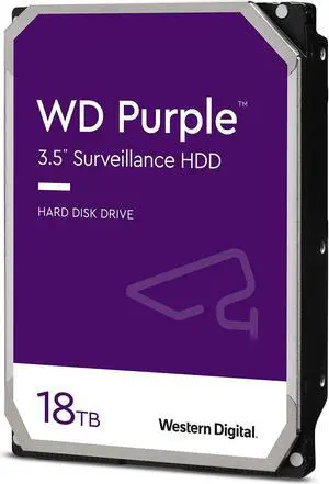 Western Digital 18TB WD Purple Surveillance Internal Hard Drive HDD - SATA 6 Gb/s, 256MB Cache, 3.5" - WD180PURZ