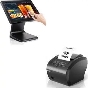 MUNBYN 15.6-inch POS-Touch-Screen-Monitor and WiFi Receipt Printer with USB Port