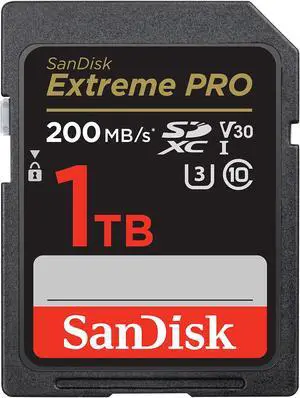 SanDisk 1TB Extreme PRO SDXC UHS-I Memory Card - C10, U3, V30, 4K UHD, SD Card - SDSDXXD-1T00-GN4IN SanDisk 1TB Extreme PRO SDXC UHS-I Memory Card - C10, U3, V30, 4K UHD, SD Card - SDSDXXD-1T00-GN4IN