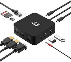 Adesso USB C Docking Station Multiport Adapter Type C Hub 2 HDMI Support 4K, VGA, RJ45 Ethernet Port, 100W PD Charging, 2*USB, SD/TF Card Reader, 3.5mm Audio Jack (TAA Compliant)