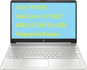 HP Newest 15.6 FHD IPS Flagship Laptop, 11th Gen Intel 4-Core i5-1135G7 (Up to 4.2GHz, Beat i7-1060G7), 8GB RAM, 512GB PCIe SSD, Iris Xe Graphics, Webcam, Fingerprint, WiFi, Win10 S, ABYS Mouse Pad