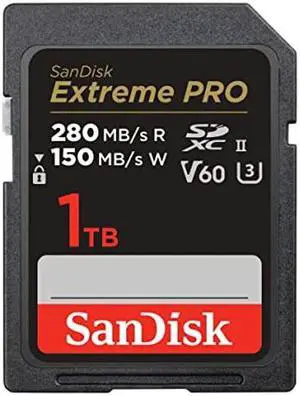 SanDisk 1TB Extreme PRO SDXC UHS-II Memory Card - C10, U3, V60, 6K, 4K UHD, SD Card - SDSDXEP-1T00-GN4IN
