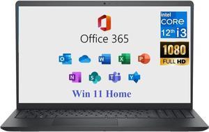 DELL 2024 Inspiron 15 Laptop, with Microsoft Office 365, 15.6" 1920x1080 FHD, Intel i3-1215U up to 4.40GHz (Beats N4020), Win 11 Home, Carbon Black (16GB RAM | 512GB SSD)
