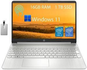 HP 15.6" HD Touchscreen Student Laptop, Intel Core i3-1115G4, 16GB RAM, 1TB PCIe SSD, Intel UHD Graphics, HD Webcam, Wi-Fi 5, Bluetooth, Silver, Win 11, 32GB Snow Bell USB Card