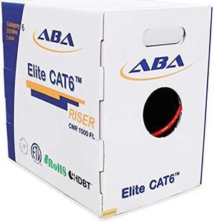 Cat6 Riser (CMR), Ethernet Cable 1000ft, Red, No Spline, Unshielded Twisted Pair (UTP) 23AWG, Solid Pure Bare Copper, 550MHz, UL Certified, Easy to Pull (Reelex II) Box, Bulk Networking LAN Cable