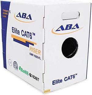 CAT6 Riser (CMR), Ethernet Cable 1000ft, No Spline, Unshielded Twisted Pair (UTP) 23AWG, Solid Pure Bare Copper, 550MHz, UL Certified, Easy to Pull (Reelex II) Box, Bulk Networking LAN Cable