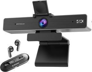 NexiGo 4K Zoomable Webcam Kits, N950P UHD 2160P Webcam with Remote, Sony Starvis Sensor, 5X Digital Zoom, Air T2 Ultra-Thin Wireless Earbuds, for Zoom/Skype/Teams, MAC PC