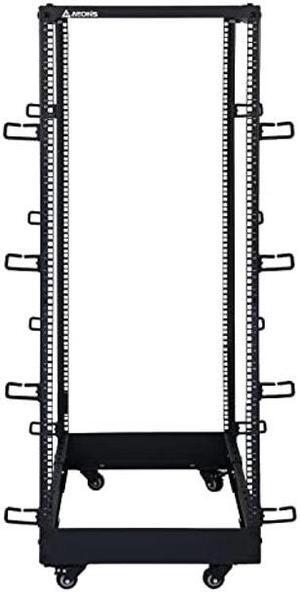 AEONS 27U 4-Post IT Open Frame Server Rack 19 Inch Depth-Adjustable (22" to 40") Network Equipment AV Gear w/Casters and Cable Management