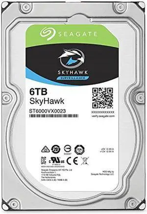 Seagate Skyhawk 6TB Surveillance Internal Hard Drive HDD - 3.5 Inch SATA 6Gb/s 256MB Cache for DVR NVR Security Camera System with Drive Health Management (ST6000VX0023)