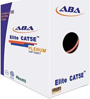CAT5E Plenum (CMP), Ethernet Cable 1000ft, Unshielded Twisted Pair (UTP) 24AWG, Solid Pure Bare Copper, 350MHz, UL Certified, Easy to Pull, Bulk Networking LAN Cable - Orange