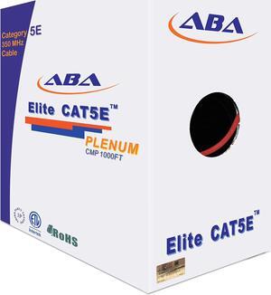 CAT5E Plenum (CMP), Ethernet Cable 1000ft, Unshielded Twisted Pair (UTP) 24AWG, Solid Pure Bare Copper, 350MHz, UL Certified, Easy to Pull, Bulk Networking LAN Cable - RED