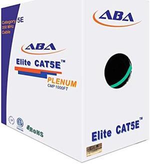 CAT5E Plenum (CMP), Ethernet Cable 1000ft, Unshielded Twisted Pair (UTP) 24AWG, Solid Pure Bare Copper, 350MHz, UL Certified, Easy to Pull, Bulk Networking LAN Cable - Green