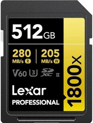 Lexar Gold Series Professional 1800x 512GB SDXC UHS-II U3 Memory Card