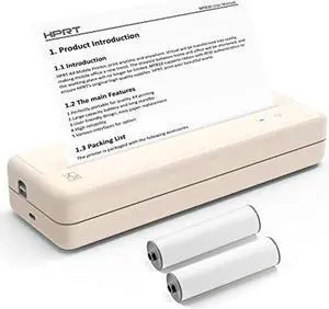 HPRT Portable Travel Printers MT810 - Thermal Inkless Home Use Compact Printer - Paper Rolls Mobile Printing for Car & Office with Printer Paper