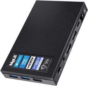 MeLE Mini PC Quieter 4C - 12th Gen N100, Fanless Design, 8GB RAM, 128GB eMMC, Windows 11 Pro, Dual LAN, 2.4/5G Wi-Fi, Full-Functional USB-C, 4K Triple Display - Ideal for Home, Office, Education